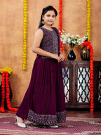 Aarika Girls Ethnic Wear Purple Colour Mirror Embroidery Georgette Lehenga Choli Set (4-10 Years)