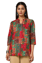 Soch Womens Maroon Cotton Blend Ethnic Motifs Print Tunic