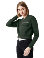 Miss Chase Womens Full Sleeves Cotton Bomber Cropped Jacket (MCAW22JKT03-54-441-06, Jealous Green, XL)