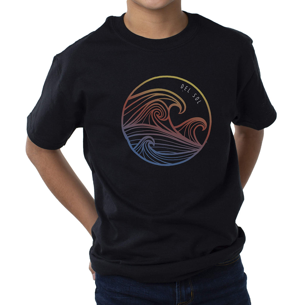 Men Crew Tee - Waves - Black by DelSol for Men - 1 Pc T-Shirt (YM)