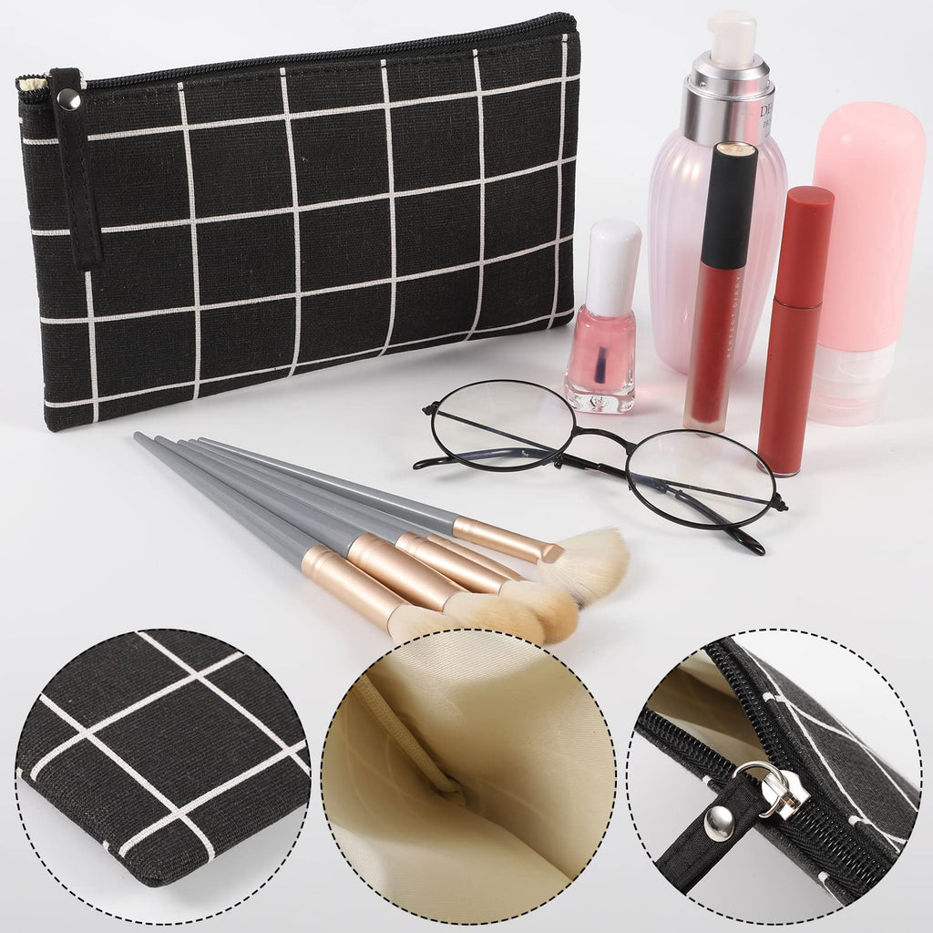 SUMAJU 2 Pcs Small Cosmetic Bag, Multi-Function Canvas Cosmetic Pouch Small Zipper Pouch Makeup Bag Purse Pouches Cute Makeup Po