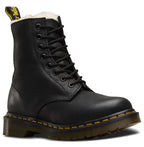 Dr. Martens Women's 1460 Serena Fur Lined 8 Eye Boot, Black Burnished Wyoming, 10