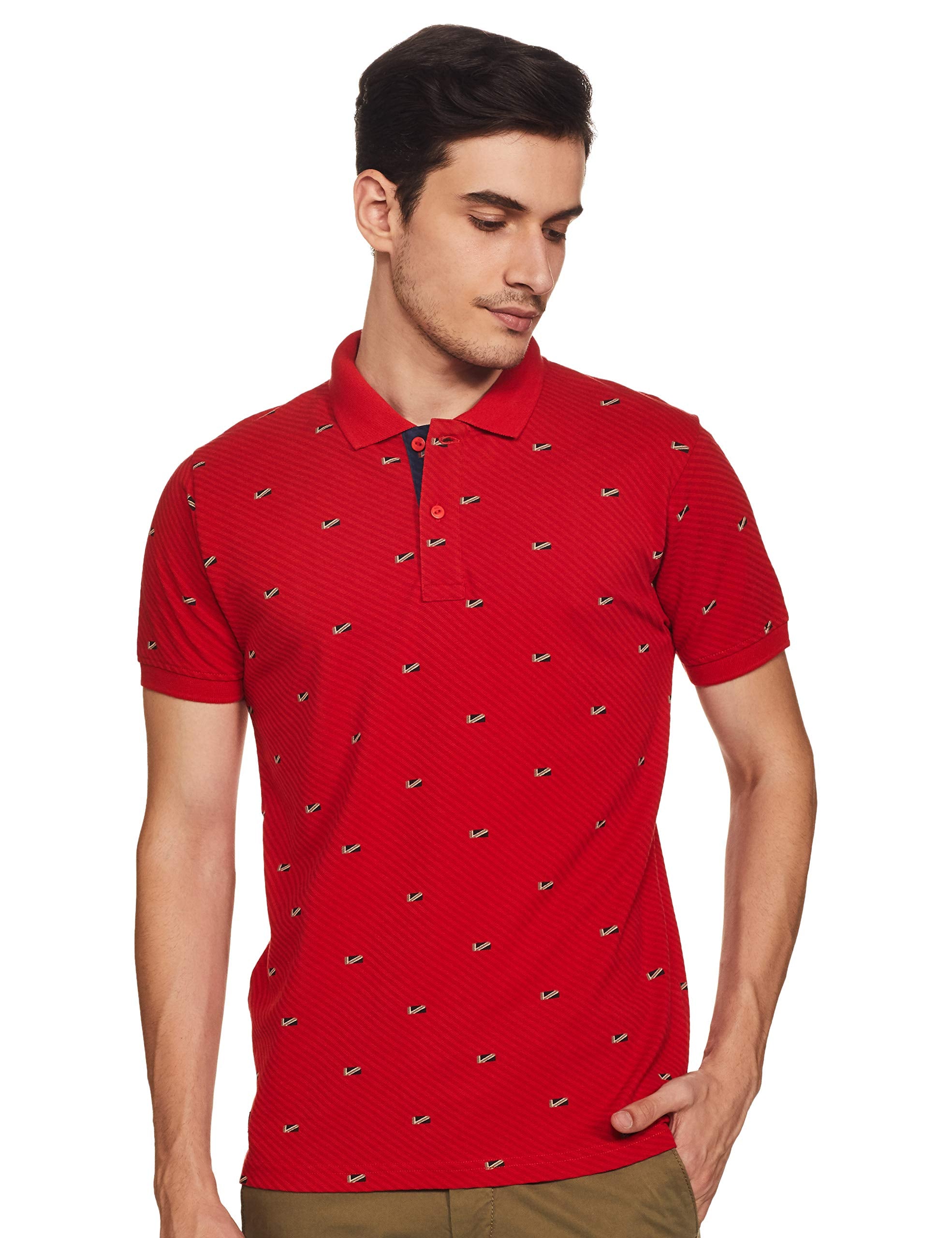 Pepe Jeans Mens Checkered Regular Fit Polo (Pm541498_Red S)