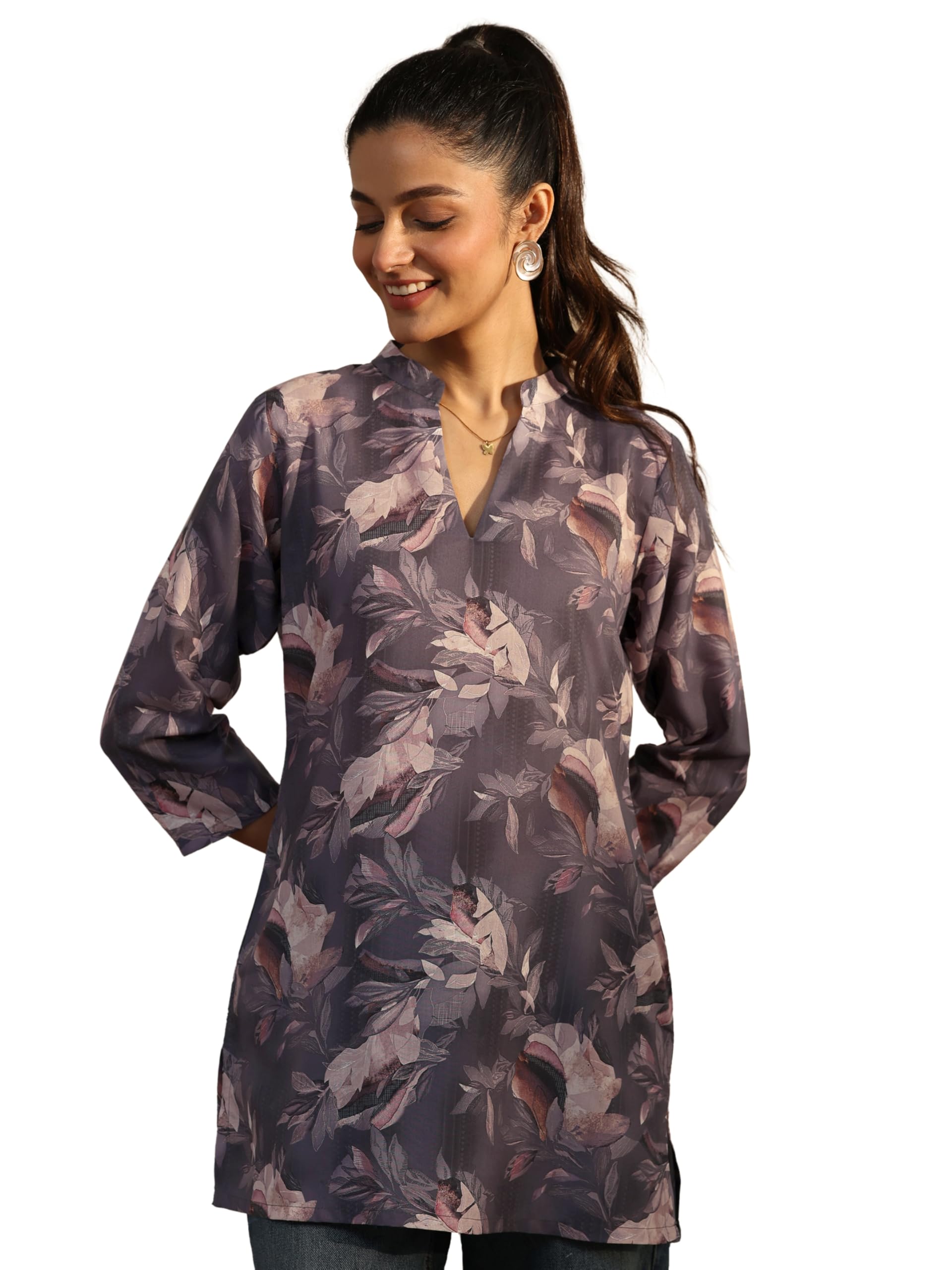Libas Printed Cotton Blend A-Line Kurti (43009XL)