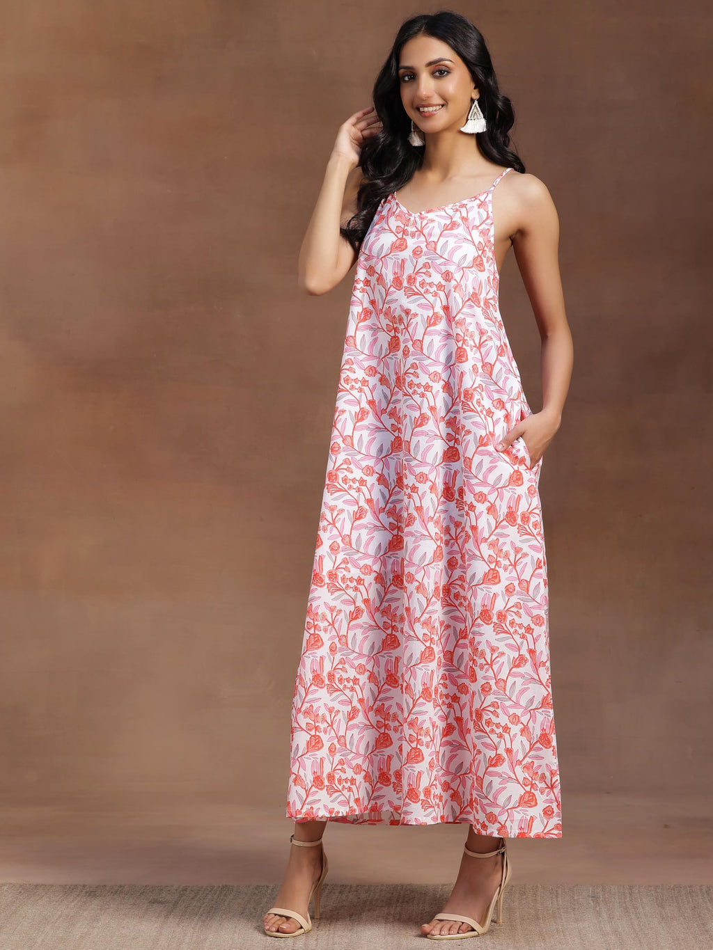 Libas WomenS Cotton A-Line Maxi Dress (26911_White