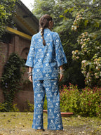 Stylum Womens Ikat Printed Katha Cotton Kurti Pant Set