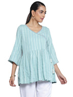 Libas WomenS Cotton Blend Regular Kurti (26906_Blue