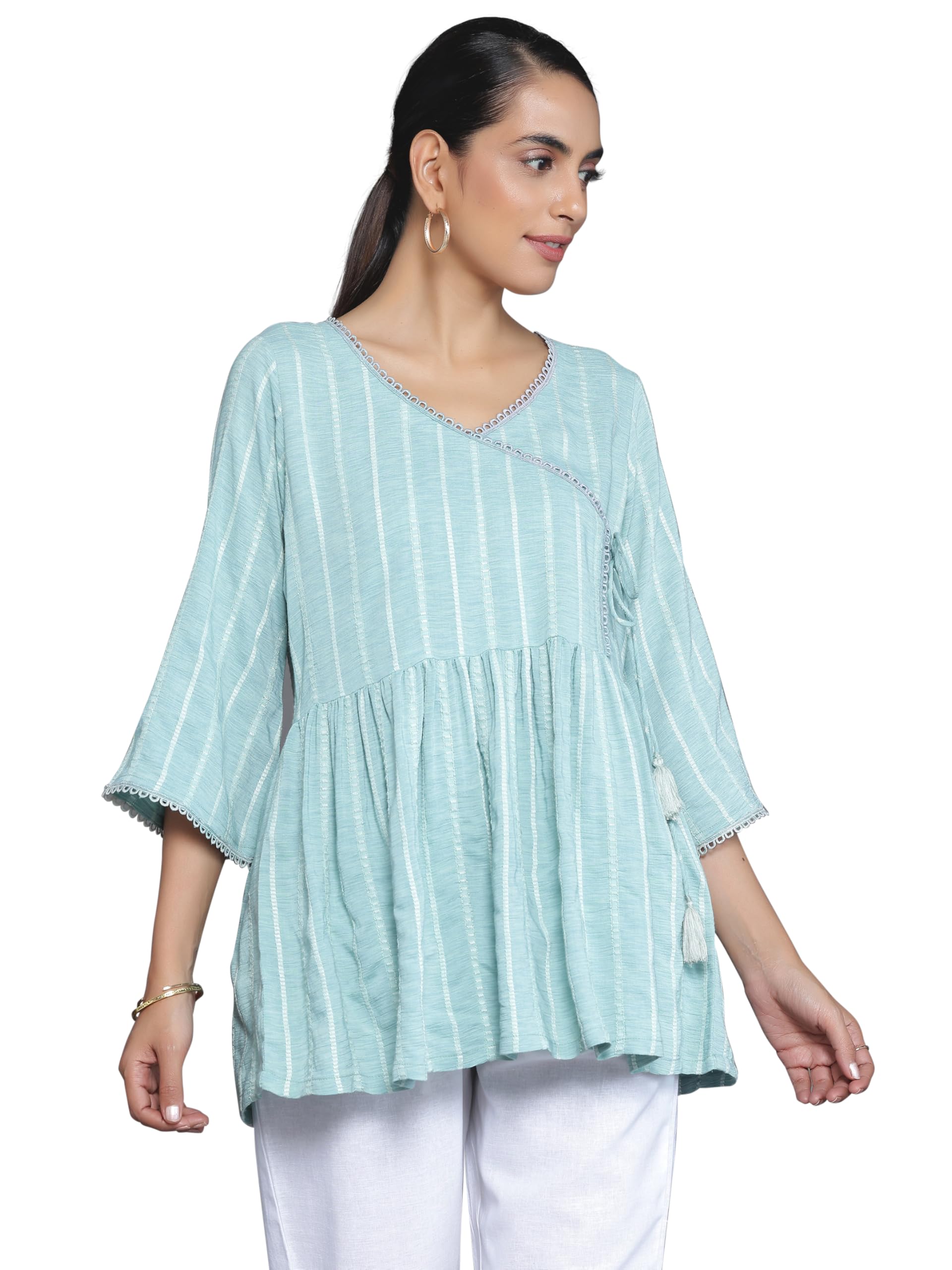 Libas WomenS Cotton Blend Regular Kurti (26906_Blue
