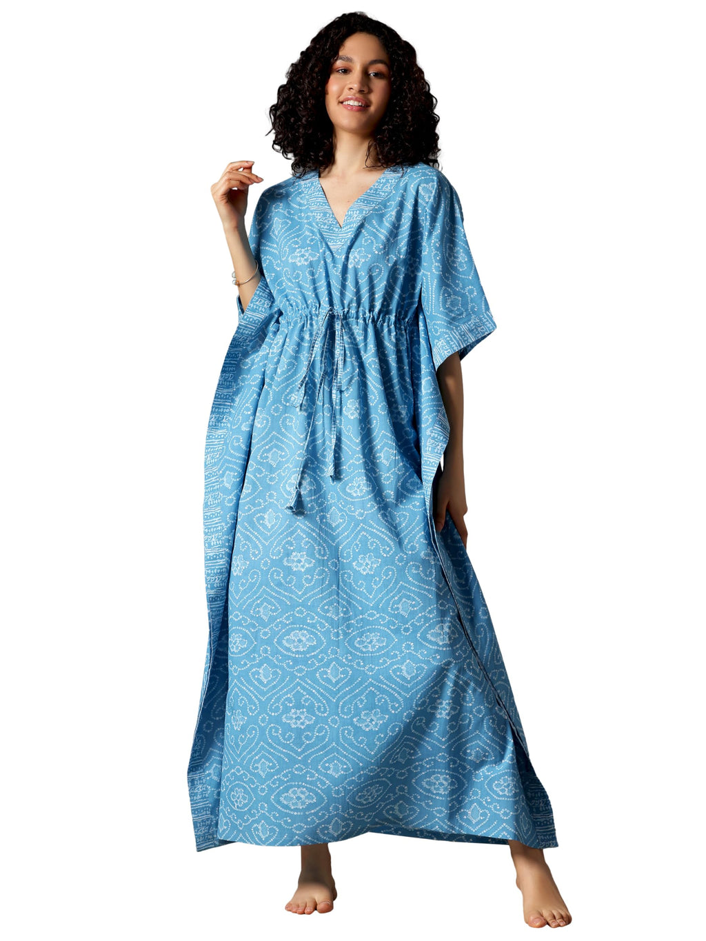 Libas WomenS Cotton Regular Night Suits Nightgown (50274_Blue_One Size)