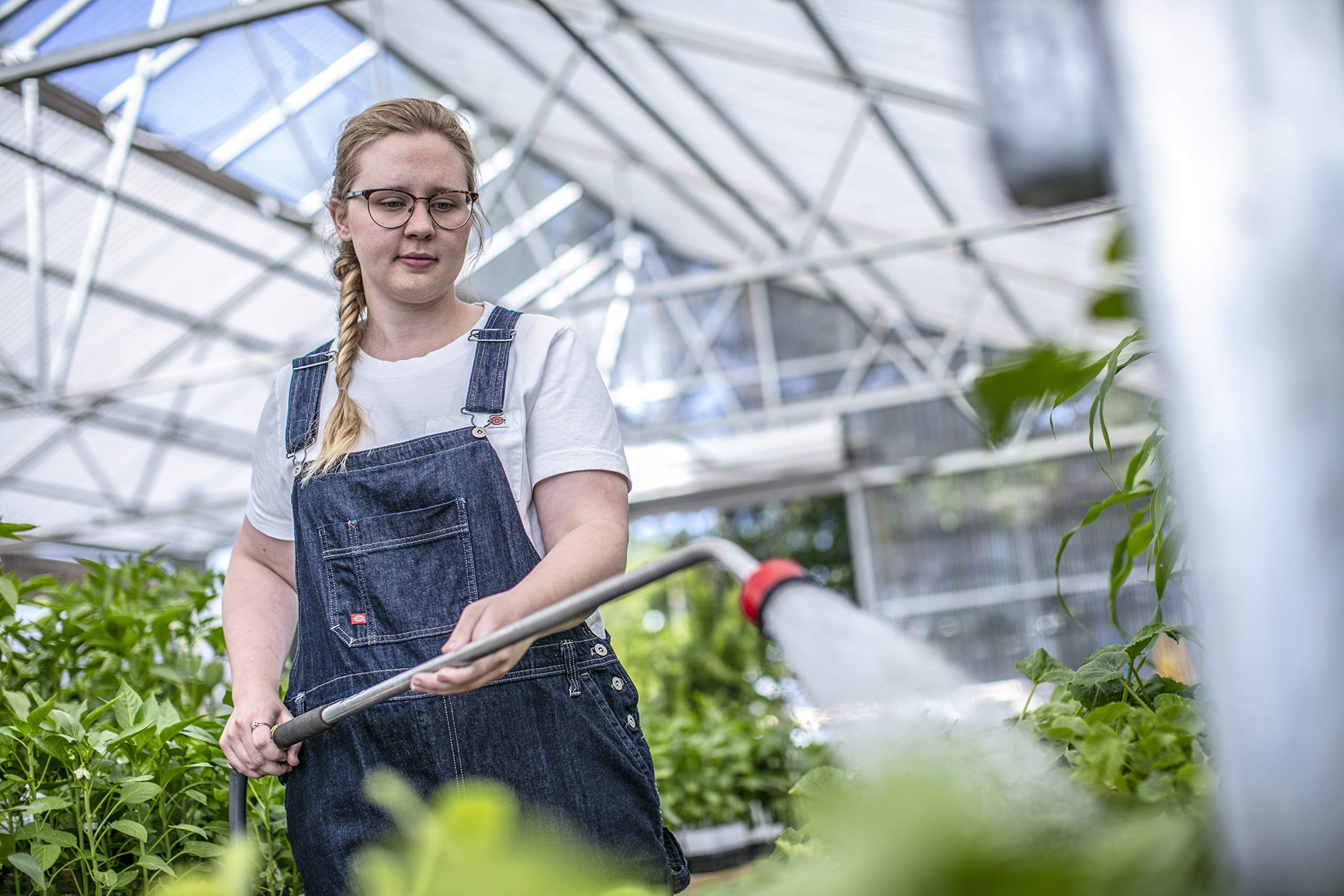 Dickies womens Denim Bib overalls, Dark Indigo, Large US