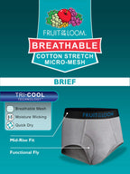 Fruit of the Loom mens Breathable Underwear Briefs, Brief - Cotton Mesh 4 Pack, Small US