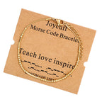 JoycuFF Inspirational Morse Code Bracelets Teach Love Inspire Courage Birthday Graduation Christmas Gifts for Teacher Gold Beade