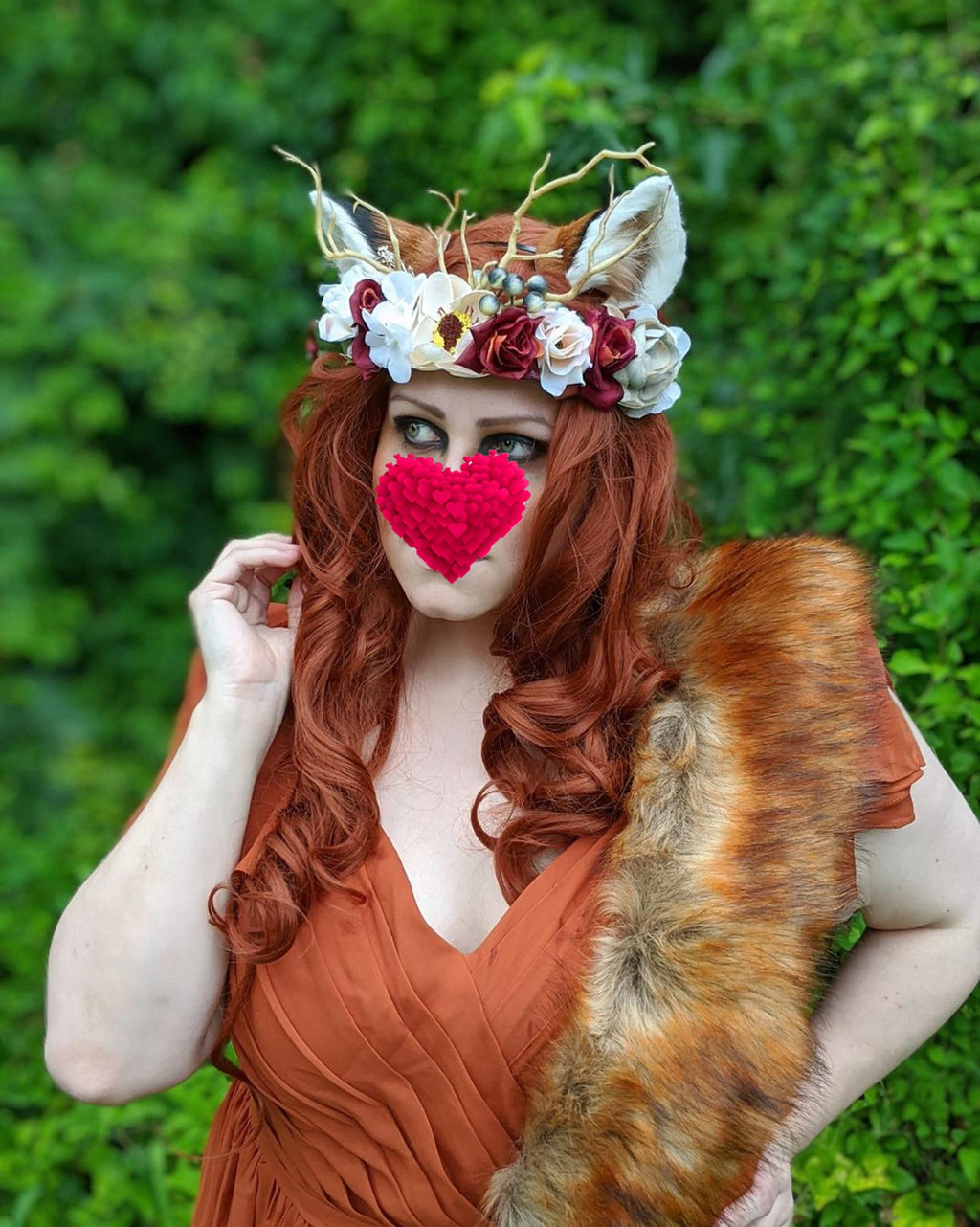 Deer Flower Crown Boho Flower Headband Hair Wreath Floral Headpiece Halo with Ribbon Wedding Party Festival Photos by Vivivalue
