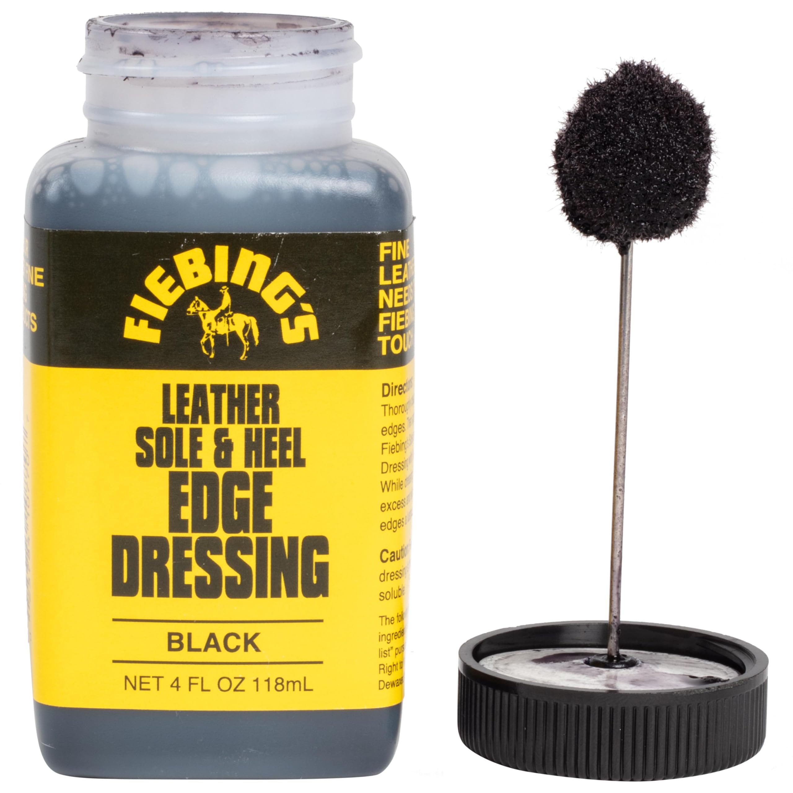 Fiebing's Leather Sole & Heel Black Edge Dressing (4 oz) - High Gloss Shoe Dressing for Leather Soles and Heels - Provides a Pro