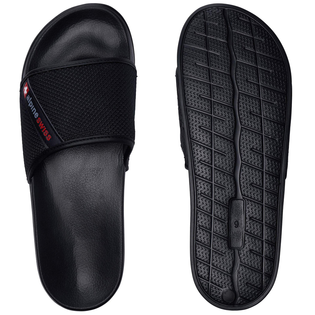 Alpine Swiss Mens Athletic Comfort Slide Sandals House Shoes Slippers Black 10 M US