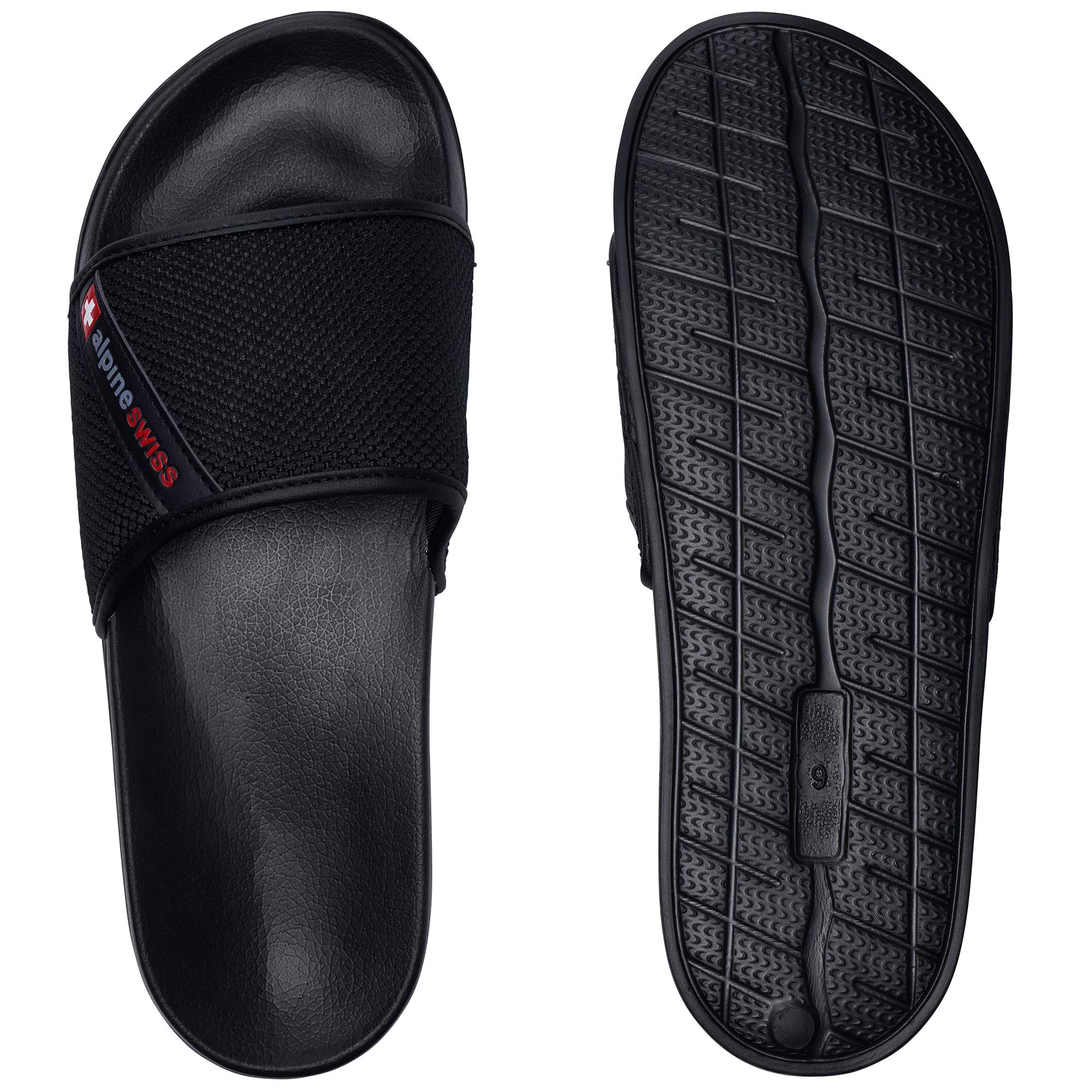 Alpine Swiss Mens Athletic Comfort Slide Sandals House Shoes Slippers Black 10 M US