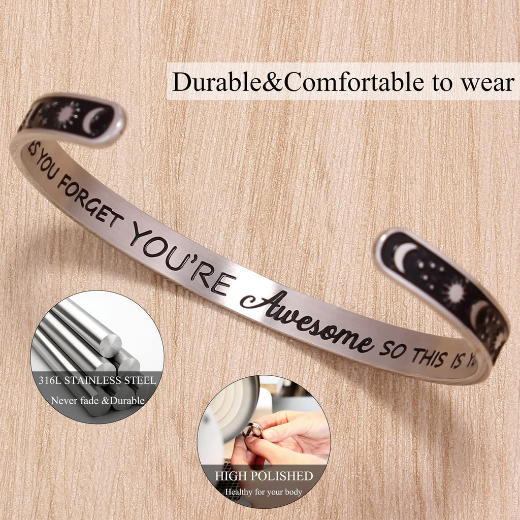 Btysun Bracelets for Women Inspirational Gifts for Her Girls Motivational Birthday Cuff Bangle Friendship Personalized Mantra Ch