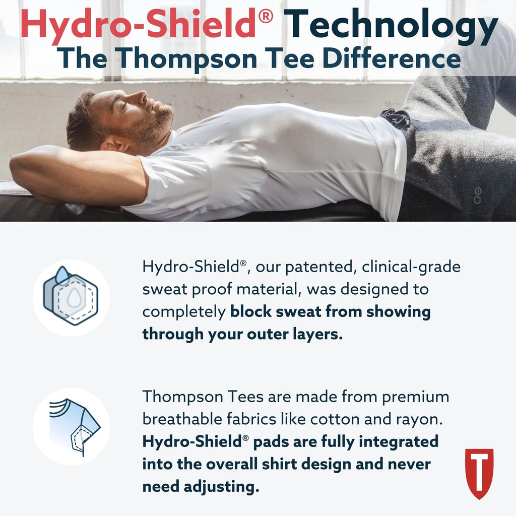 Men's Sweatproof Undershirt | V Neck T-Shirt with Underarm Sweat Pads | Slim Fit | Aluminum-Free Alternative | White | X-Large