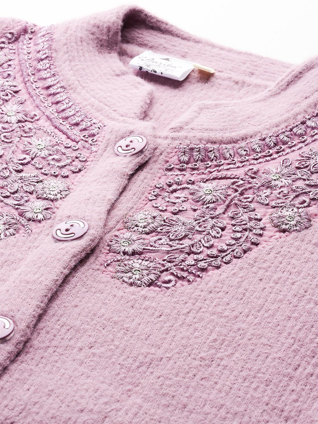 Aarika Womens Winter Wear Purple Colour Embroidery Woolen Cardigan (S-L)