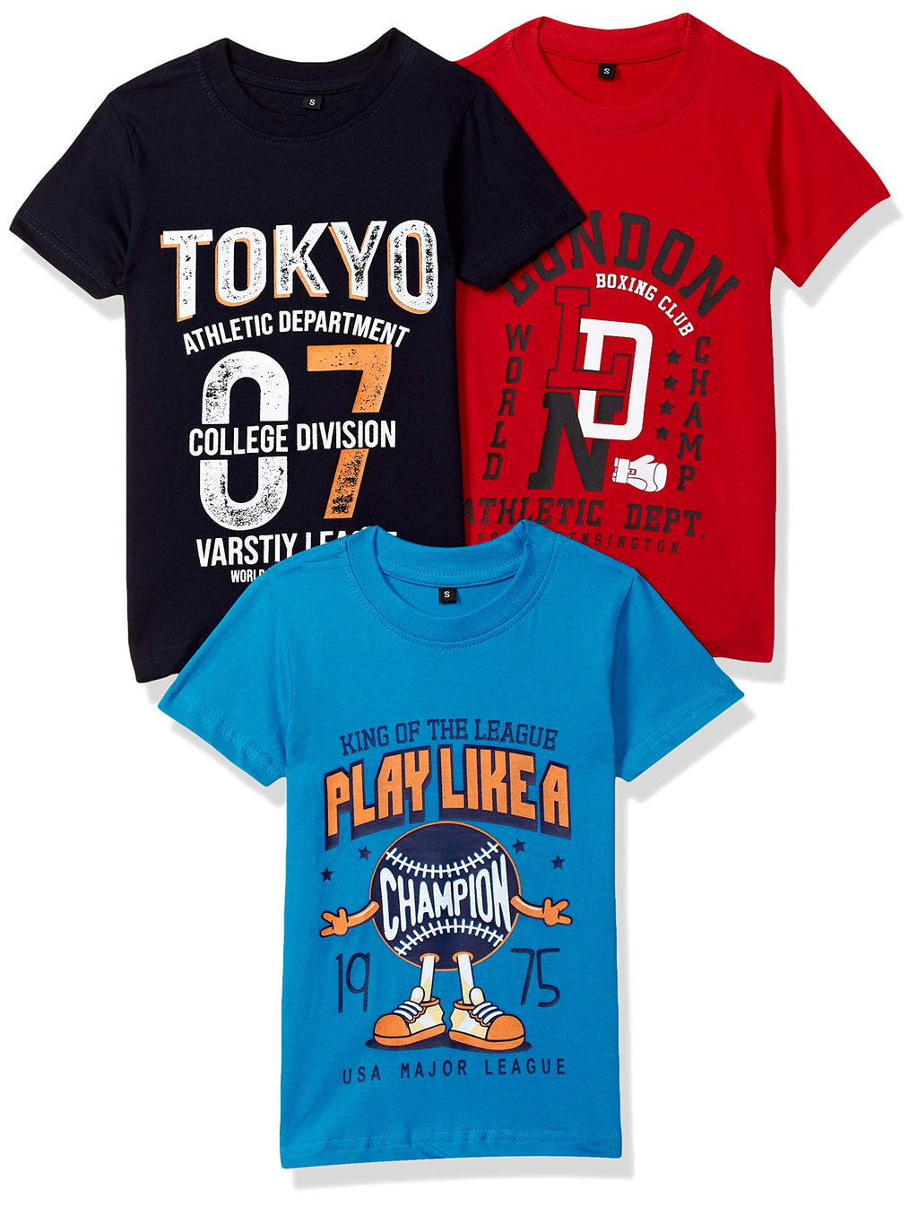 T2F Boys Cotton Solid Regular Fit T-Shirt (Pack of 3)
