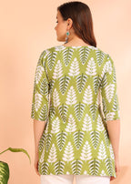 Dsk Studio Poly Rayon Short Kurti For Women & Girls Green