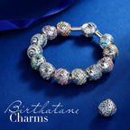 FOREVER QUEEN December Birthstone Charms for Charms Bracelet- 925 Sterling Silver Bead Openwork Charms, Happy Birthday Charms fo