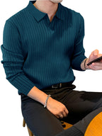 Noble Monk Relax Fit Polo Neck T-Shirt Teal Melange