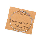 JoycuFF Morse Code Bracelets for Women I Can and I Will Inspirational Birthday Thanksgiving Day Christmas Gifts for Friends Mom