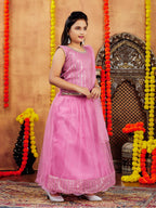 Aarika Girls Ethnic Wear Pink Colour Sequin Embroidery Net Lehenga Choli Set (4-10 Years)