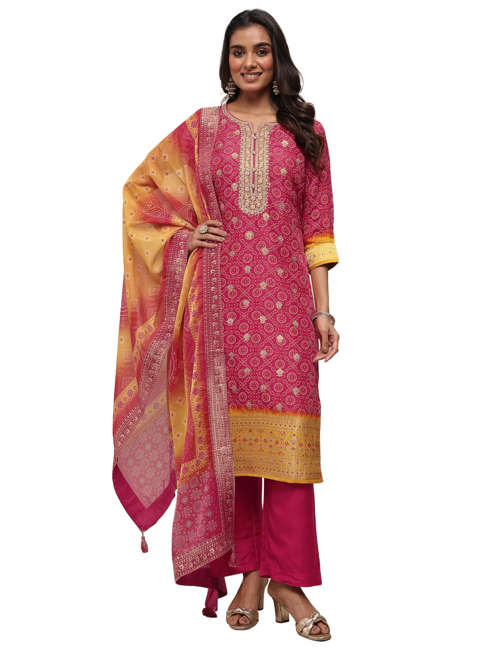 Libas Woven Design Silk blend Straight-fit Kurta Set for Women (99143S)