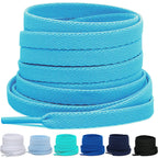 Puzeam Upgrade Tight Weave Flat Shoelaces 28 Colors 5/16 Wide Shoe Laces for Sneakers-Sky Blue-120