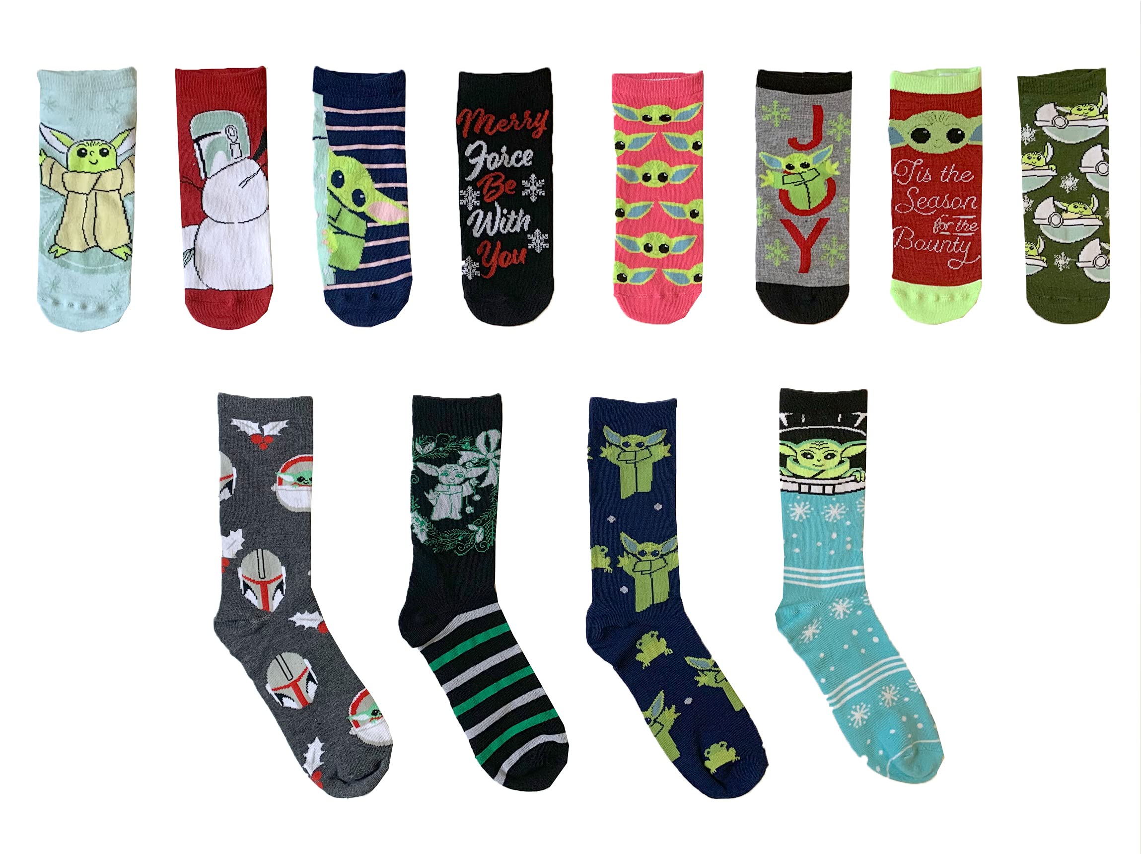 Hyp Star Wars Baby Yoda The Mandalorian Juniors/Womens 12 Days of Socks in Advent Gift Box