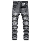 QIMYUM Mens Ripped Jeans, Distressed Destroyed Slim Fit Straight Leg Denim Pants (34, Gray612)