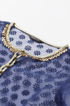 Aurelia Womens Dark Blue A-Line Floral Printed Gilet With Embroidered Inner Kurta_22AUD10435-503229_L