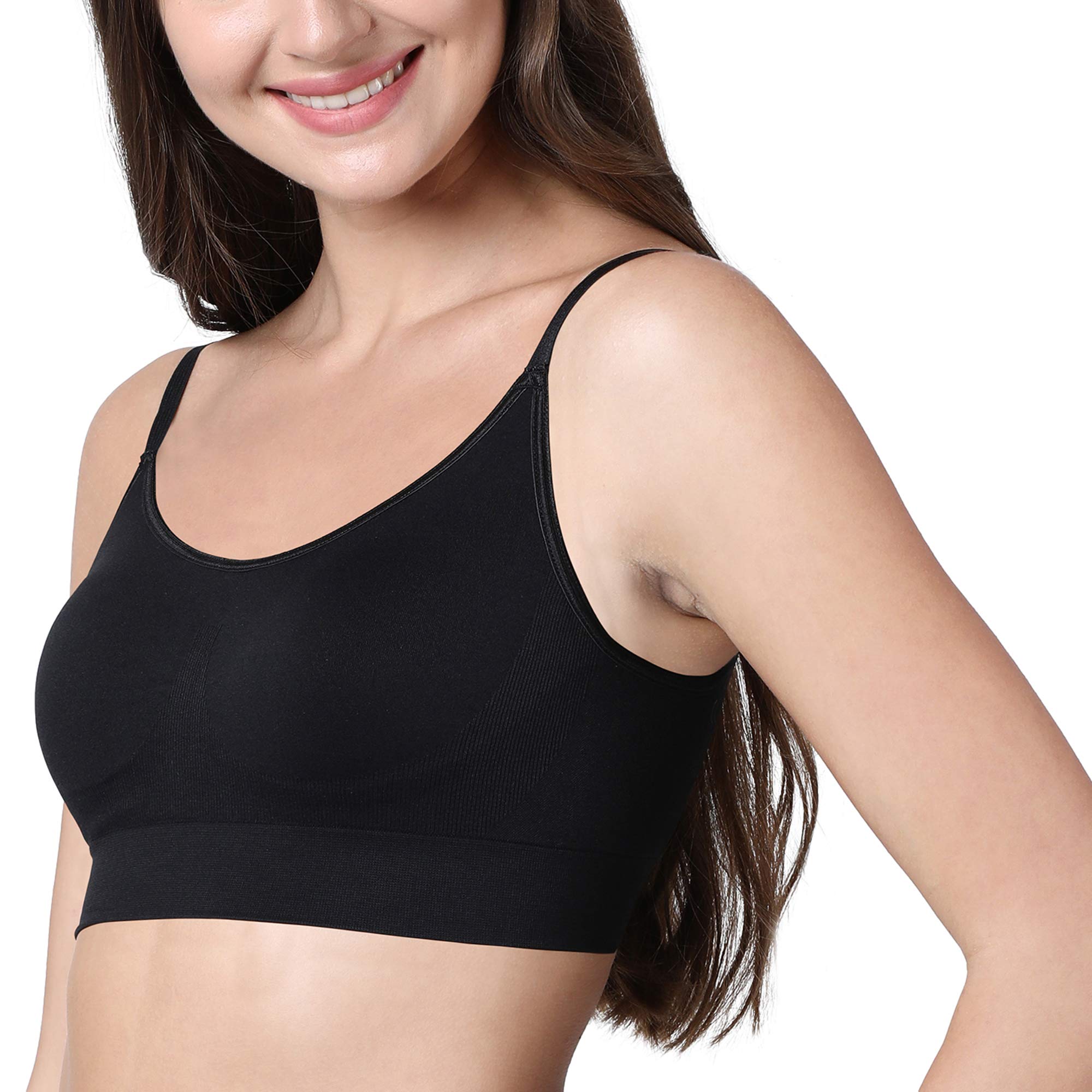 Enamor F037 Ultra Smoothening No Pinch T-Shirt Bra - Padded Wirefree Full Coverage - Black