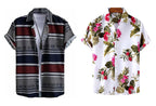Rebelify MenS Lycra Bland Shirt With Half Sleeves Button Down Closure Round Collar Neck Printed Pattern Relaxed Fit And Standar