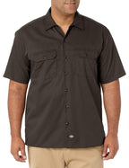 Dickies Men's Big-Tall Short-Sleeve Work Shirt,Dark Brown,3X