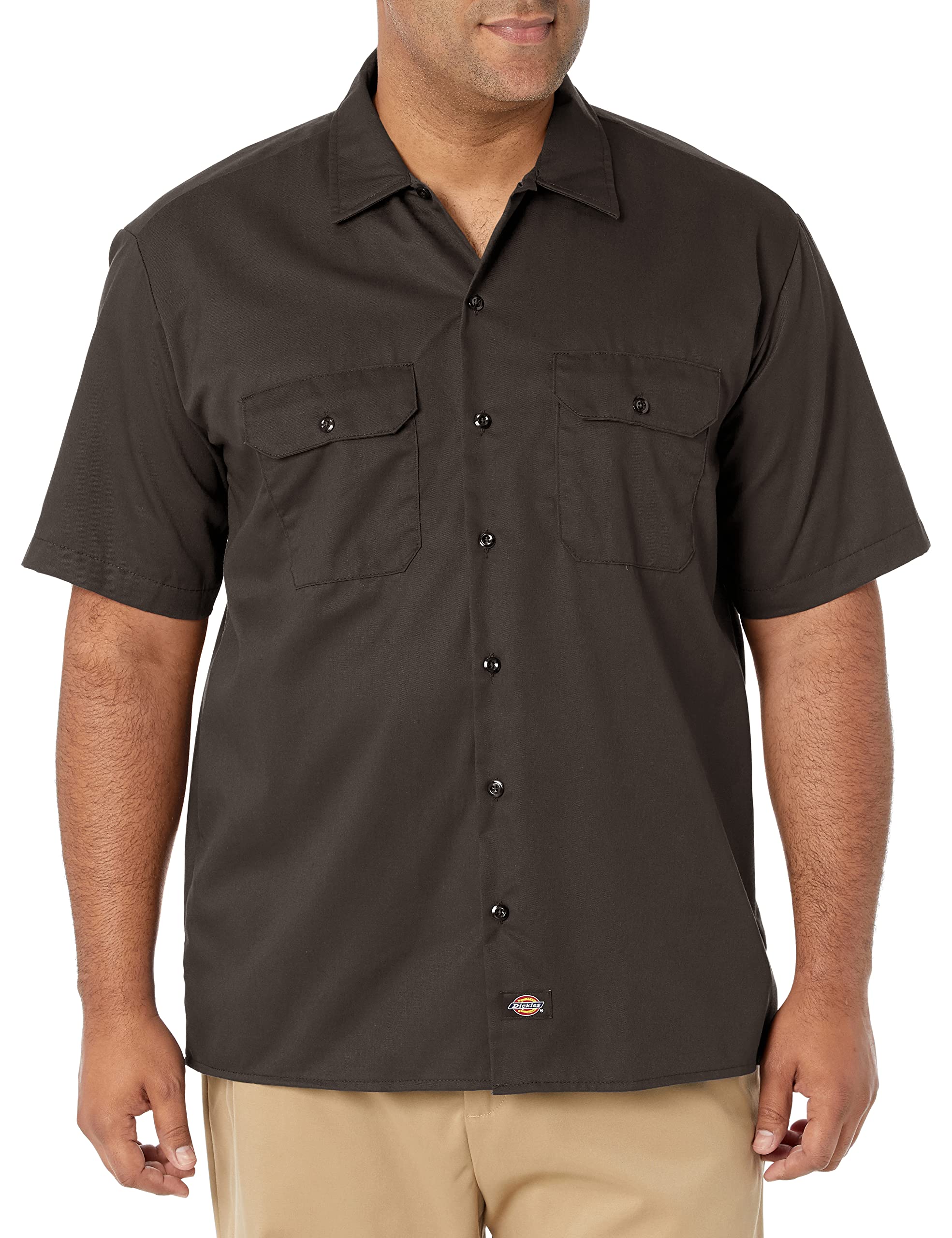 Dickies Men's Big-Tall Short-Sleeve Work Shirt,Dark Brown,3X