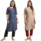 Tee Projekt Crepe Printed Kurta & Pant Set For Women Ethnic Wear Casual Wear Kurta Set
