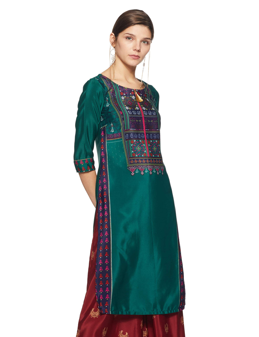 Aurelia Womens Synthetic Regular Kurta (18AUA10178-100231_Green_XS)