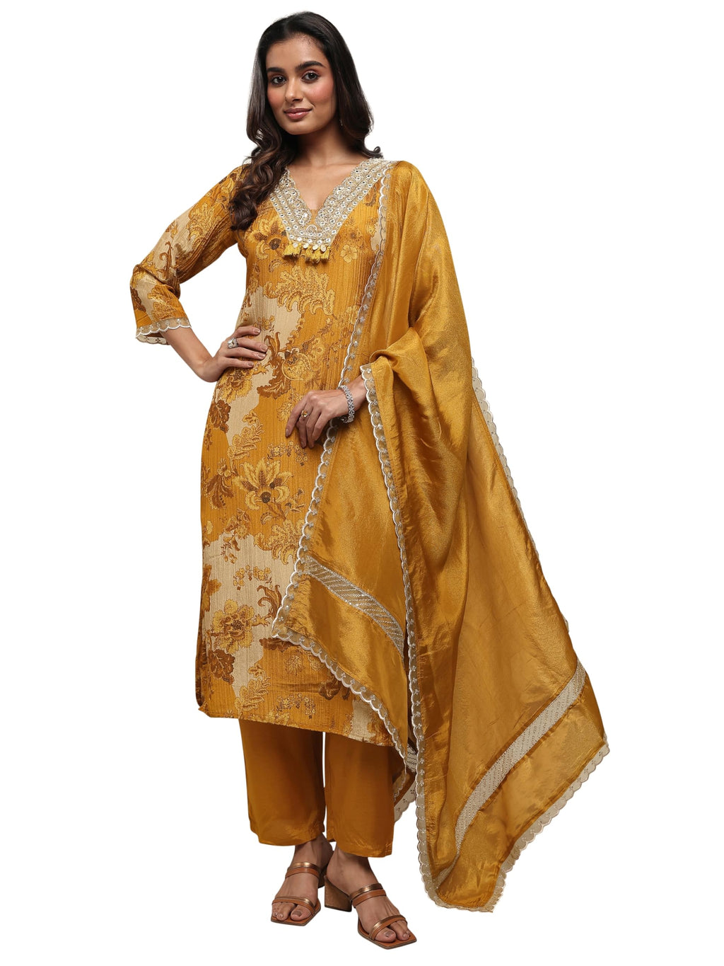 Libas Art Printed Silk blend Straight-fit Kurta Set for Women (51199AS)