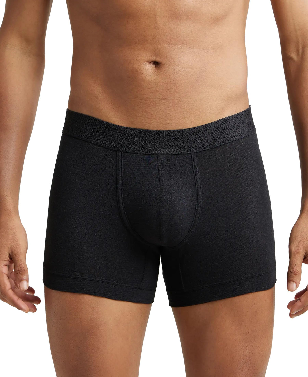 Jockey Lm06 MenS Bamboo Cotton Elastane Mesh Trunk With Ultrasoft Waistband And Stay Dry Treatment_Black Melange_L