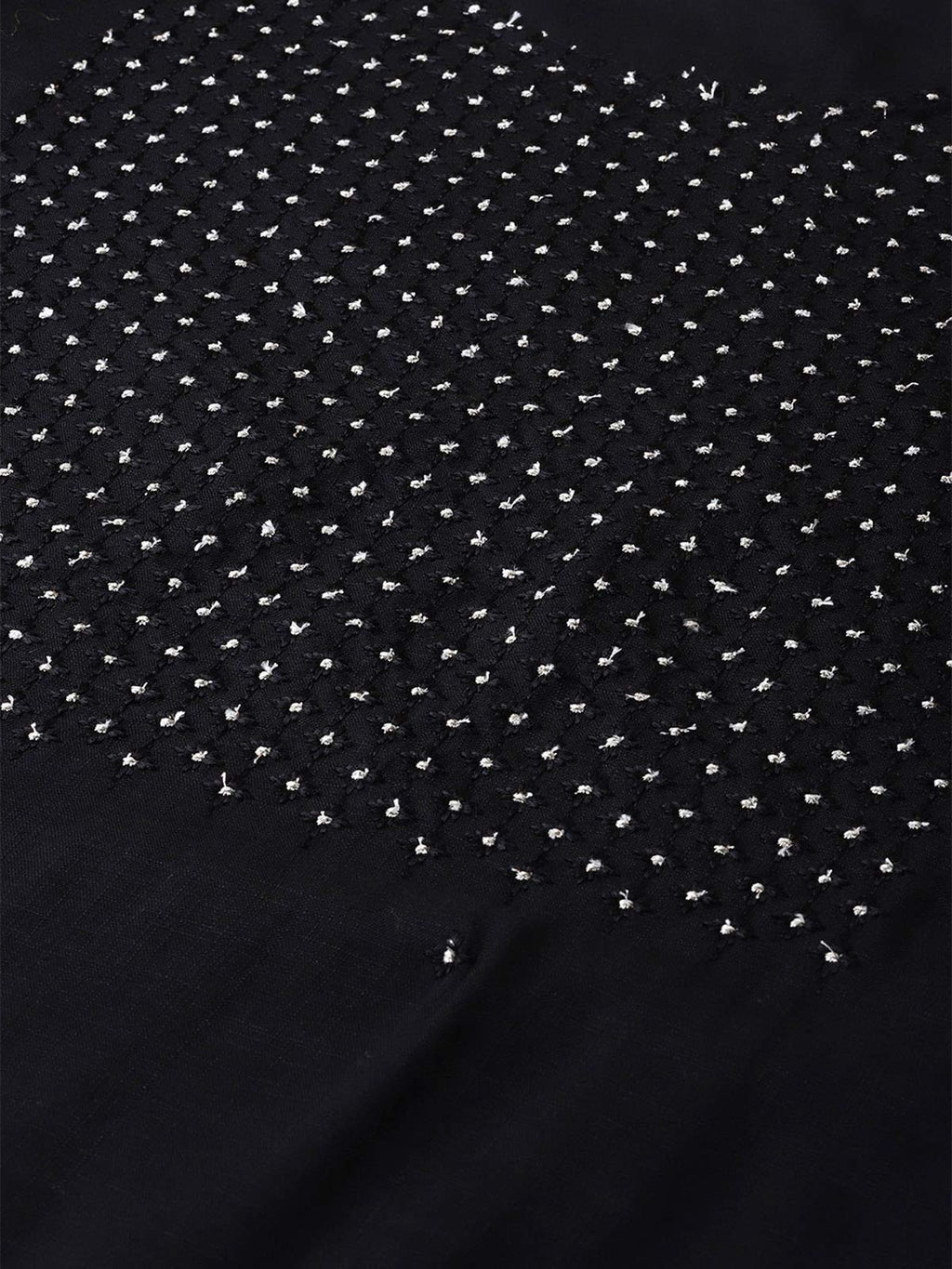 Ishin Women'S Viscose Rayon Straight Embroidered Thread Work Geometric Print Black Kurti