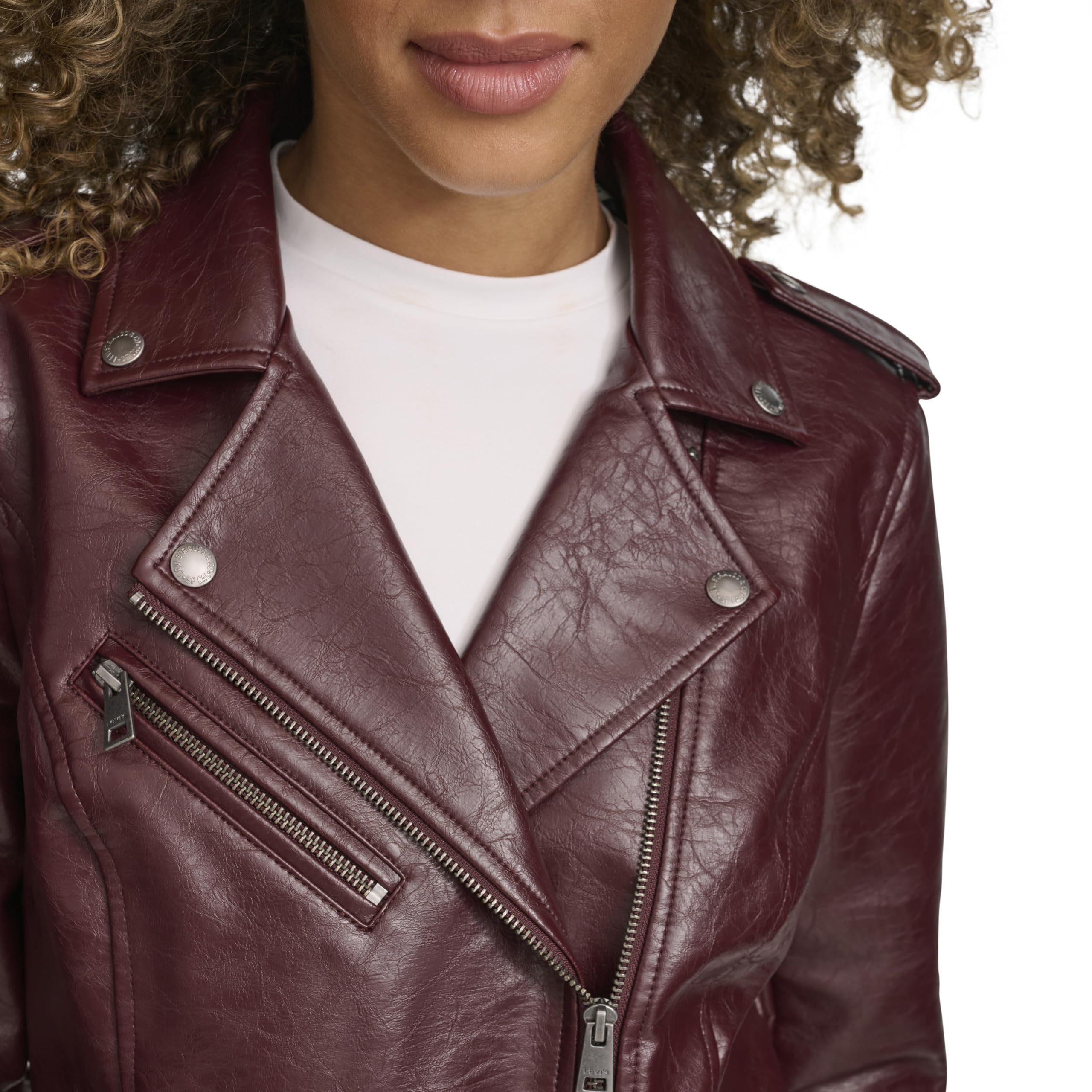 Levi's Women's The Classic Faux Leather Moto Jacket (Regular & Plus Size), Fig Gloss Pu, Medium
