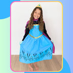Cokos Box Girls Coronation Dress Costume Cape Gloves Tiara Crown Accessories Kids Set (5 Years, Blue-Purple)