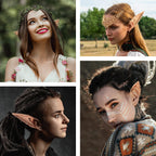 FRESHME Elf Ears with Elf Earrings Set - 2 Pairs Elf Ears and Gold Chain Earrings Ear Cuffs Set for Women Fairy Ear Cosplay Acce