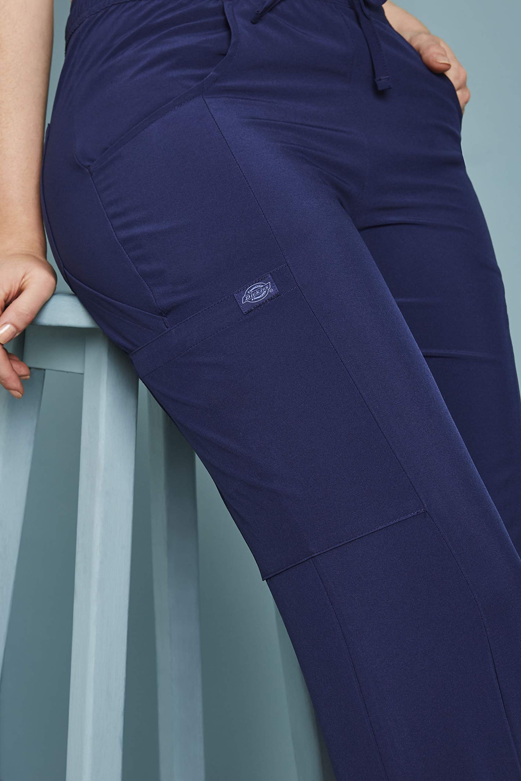 Dickies EDS Essentials Scrubs for Women, Drawstring Cargo Scrub Pants with Four-Way Stretch and Moisture Wicking DK010, M, Navy