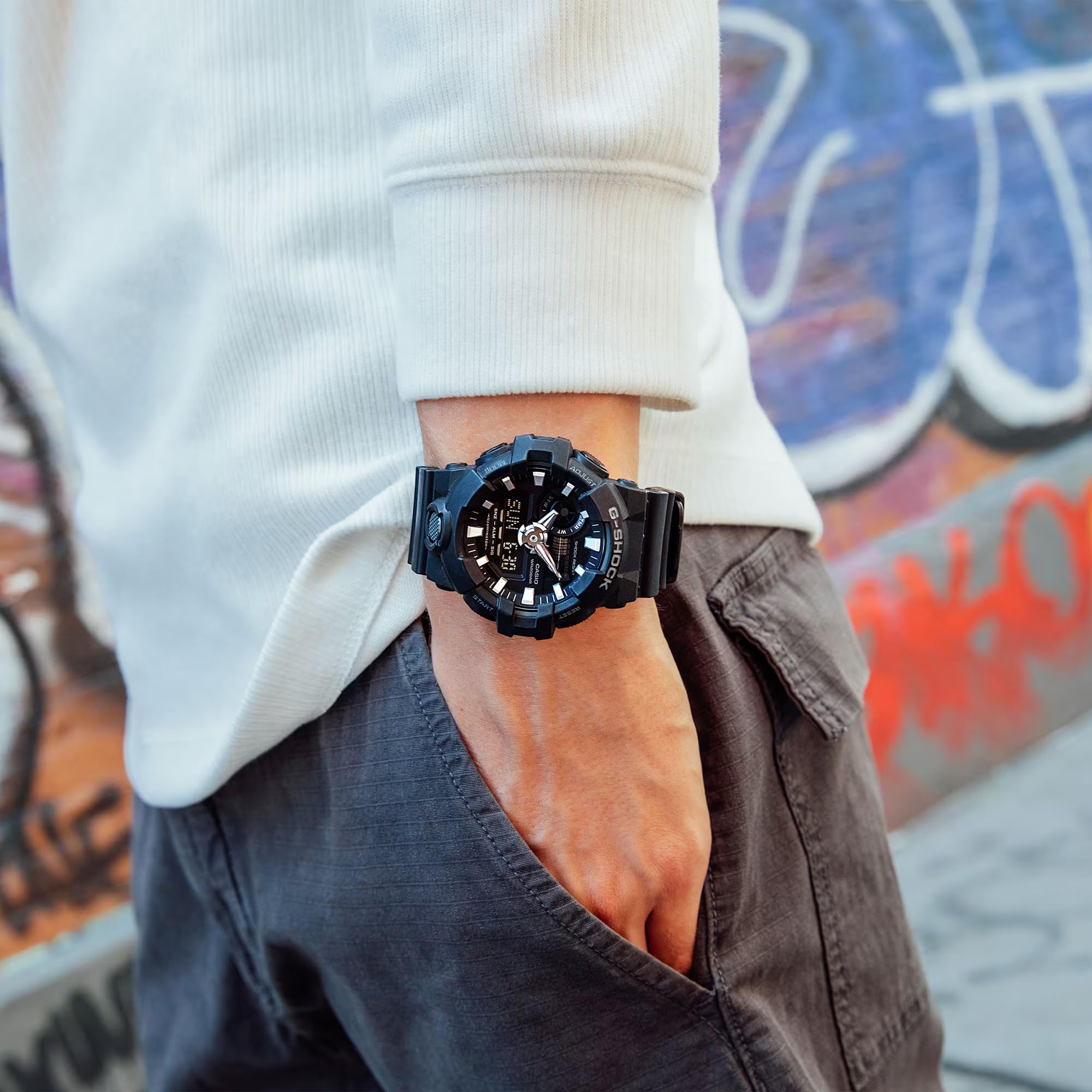 Casio Men's 'G Shock' Quartz Resin Casual Watch, Color:Black (Model: GA-700-1BCR)