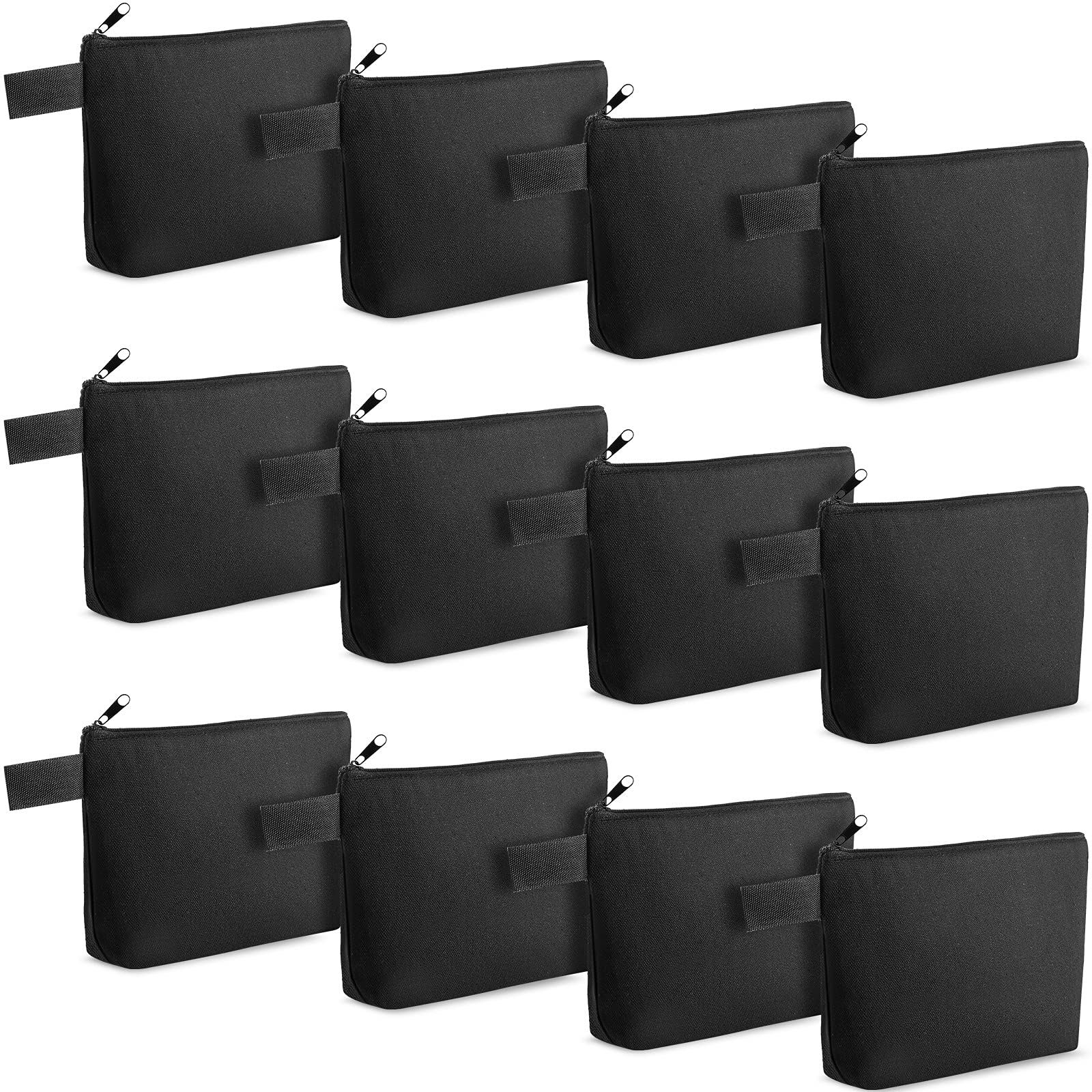 Weewooday 12 Pieces Canvas Makeup Bags for Women Plain Cosmetic Pouch with Zipper Blank DIY Bags for Travel Wedding Teacher Wome