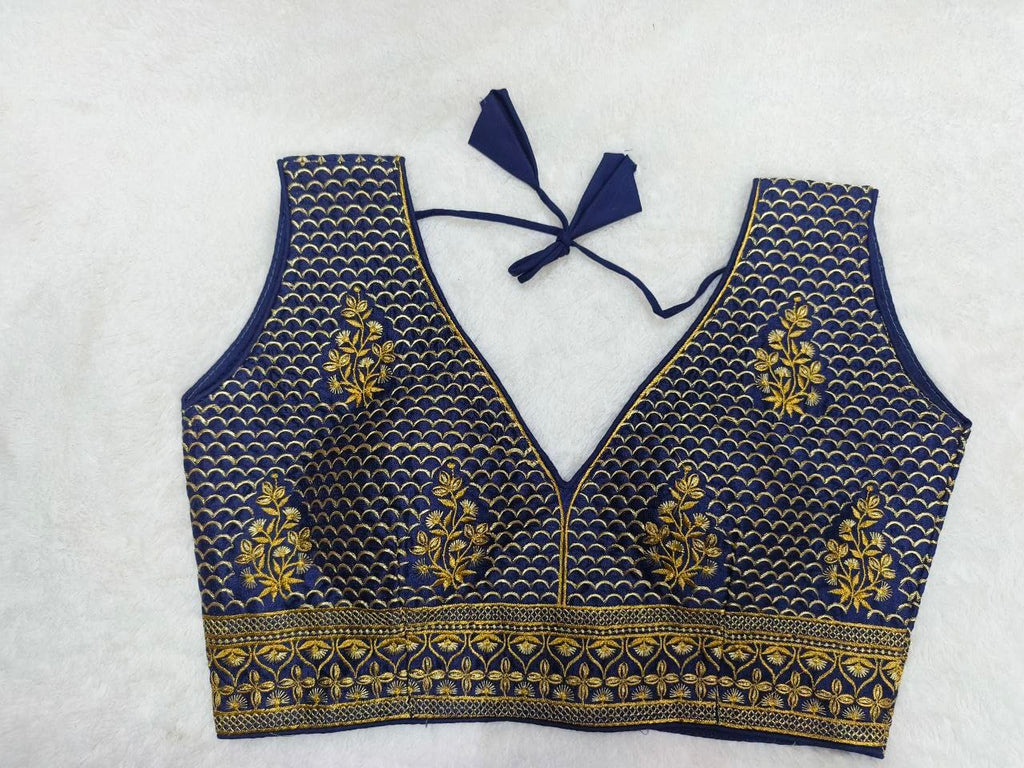 Pujia Mills WomenS Sequin Embroidered V Neck Sleeveless Readymade Saree Blouse Indian Ethnic Designer Stitched WomenS Readymad